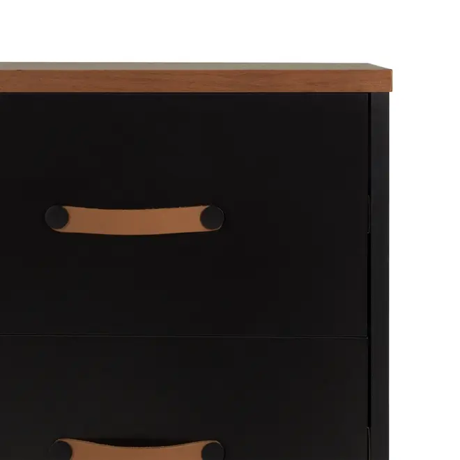 CÔMODA 4 GAVETAS 90 CM X 43 CM PELICANO - PRETO/NOZES - Foto 6