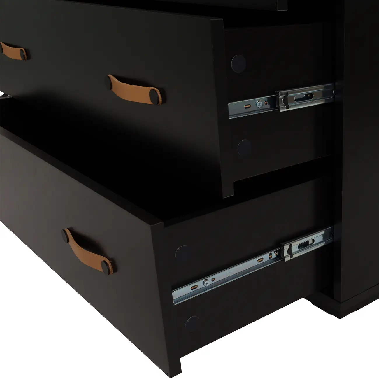 CÔMODA 4 GAVETAS 90 CM X 43 CM PELICANO - PRETO/NOZES - Foto 7