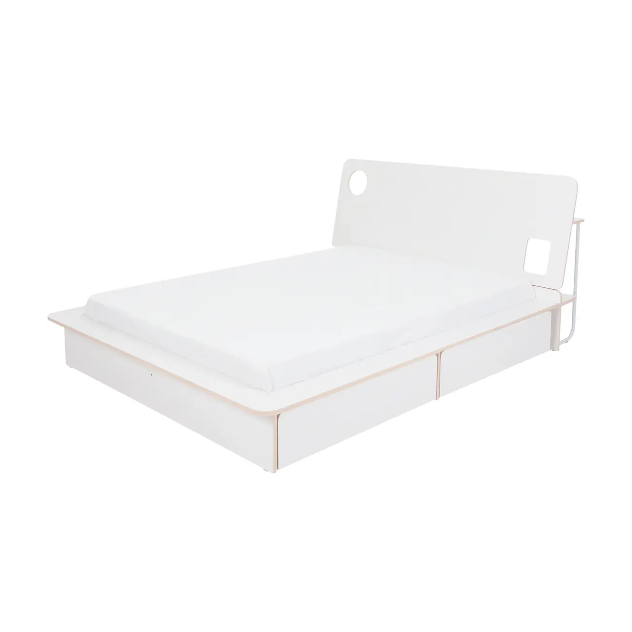 CAMA DE CASAL 4 GAVETAS 1,38 M KOMPA - BRANCO/NATURAL WASHED - Foto 1