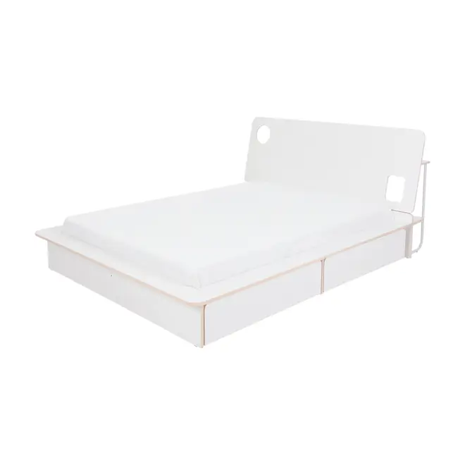CAMA DE CASAL 4 GAVETAS 1,38 M KOMPA - BRANCO/NATURAL WASHED - Foto 1