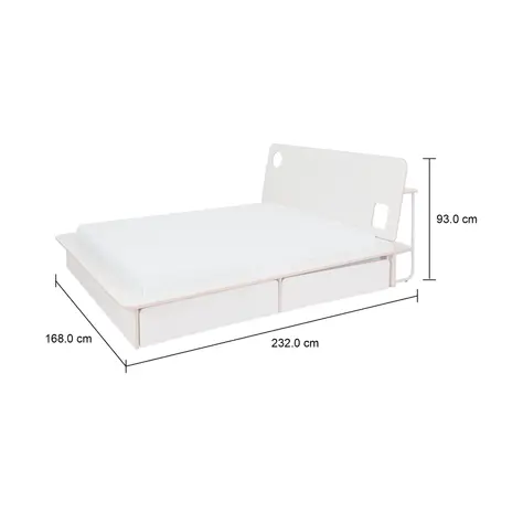 Imagem com medidas do produto CAMA DE CASAL 4 GAVETAS 1,38 M KOMPA