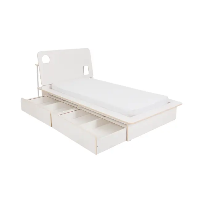 CAMA DE SOLTEIRO 2 GAVETAS 88 CM KOMPA - BRANCO/NATURAL WASHED - Foto 2