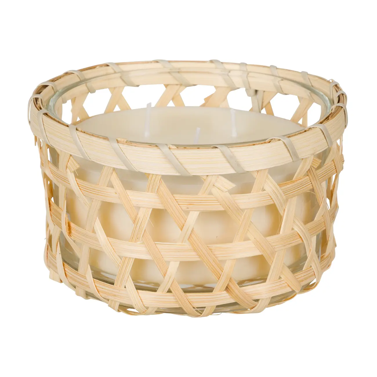 VELA POTE 13 CM TROPIK - BAMBU/BRANCO - Foto 1
