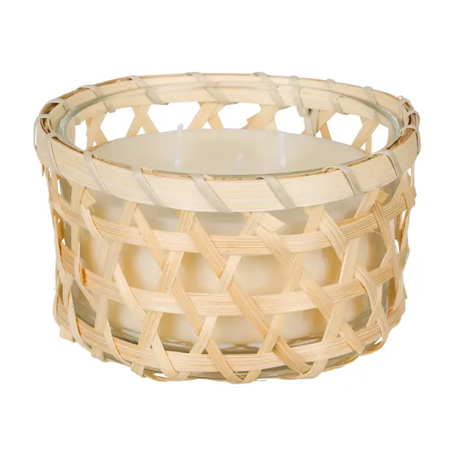 VELA POTE 13 CM TROPIK - BAMBU/BRANCO - Foto 1