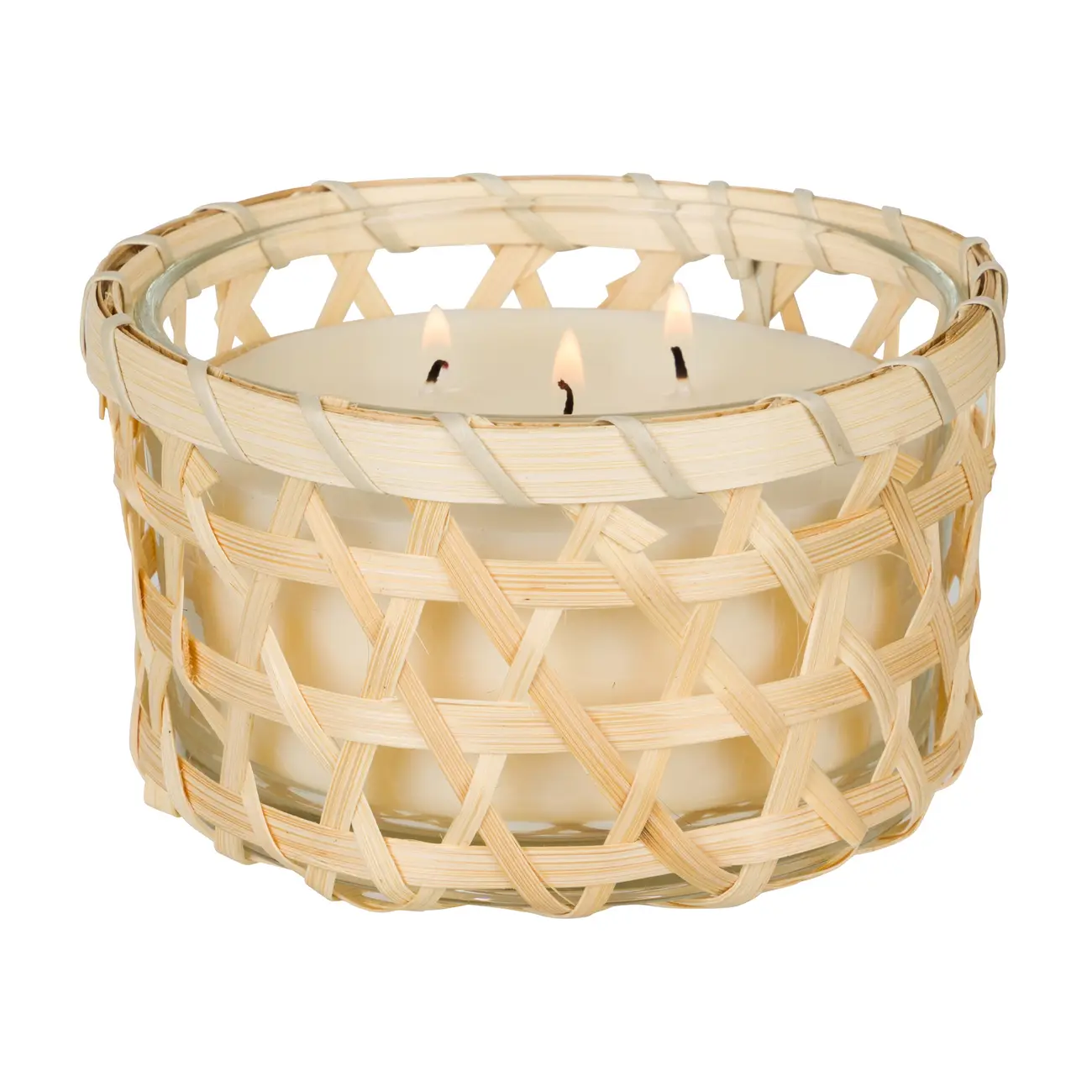 VELA POTE 13 CM TROPIK - BAMBU/BRANCO - Foto 2