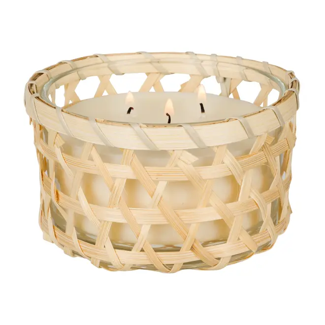 VELA POTE 13 CM TROPIK - BAMBU/BRANCO - Foto 2