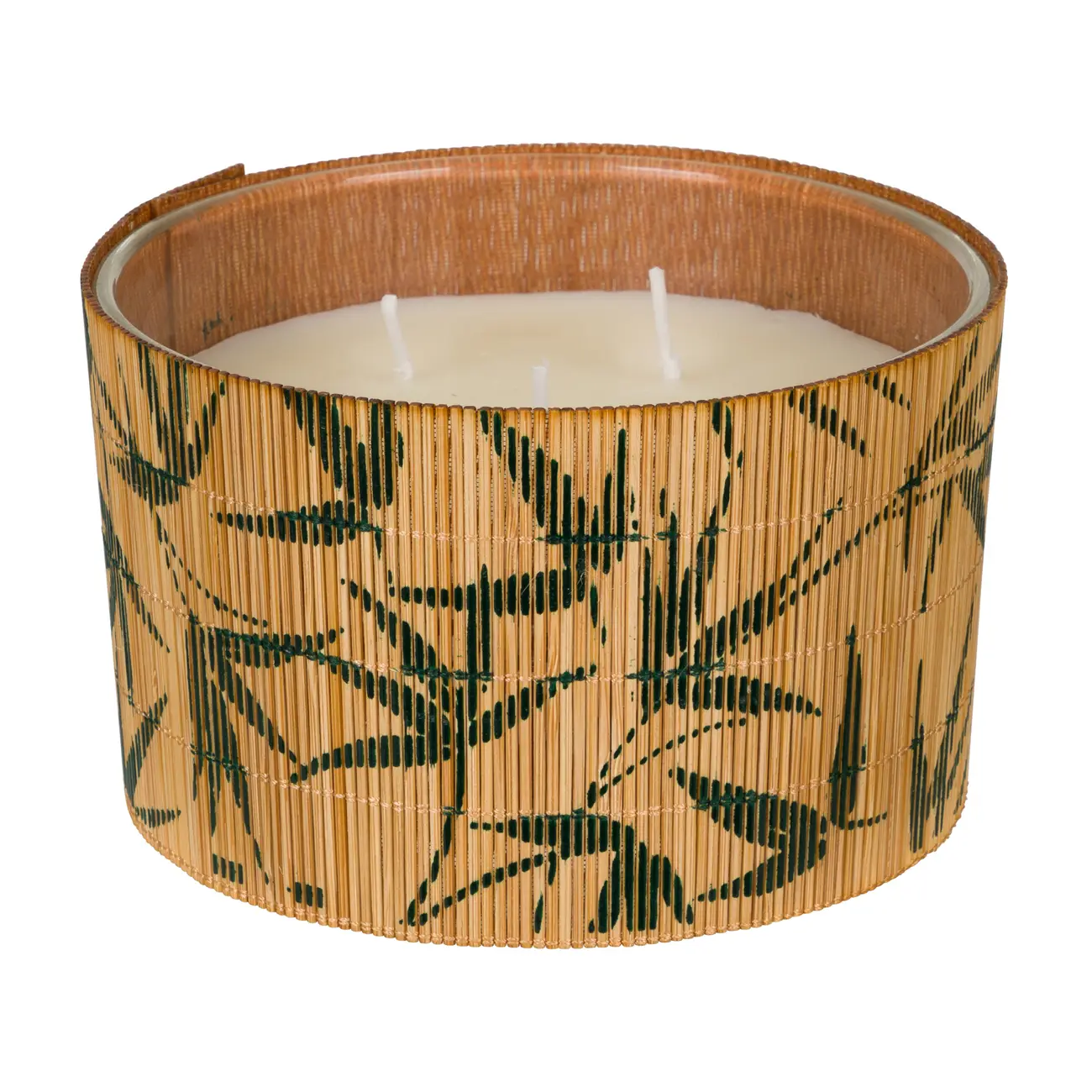 VELA POTE 13 CM ARÁLIA - BAMBU/BRANCO - Foto 1