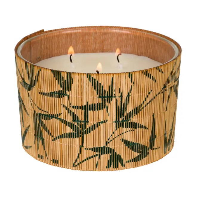 VELA POTE 13 CM ARÁLIA - BAMBU/BRANCO - Foto 2