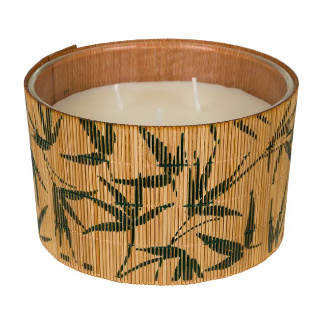 VELA POTE 13 CM ARÁLIA - BAMBU/BRANCO - Foto 3