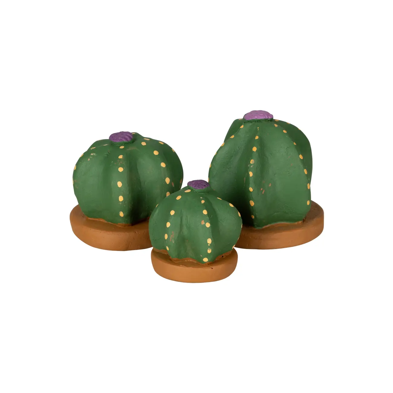 ADORNO MESA COROA DE FRADE COM 3 CACTOS - VERDE/TERRACOTA - Foto 1