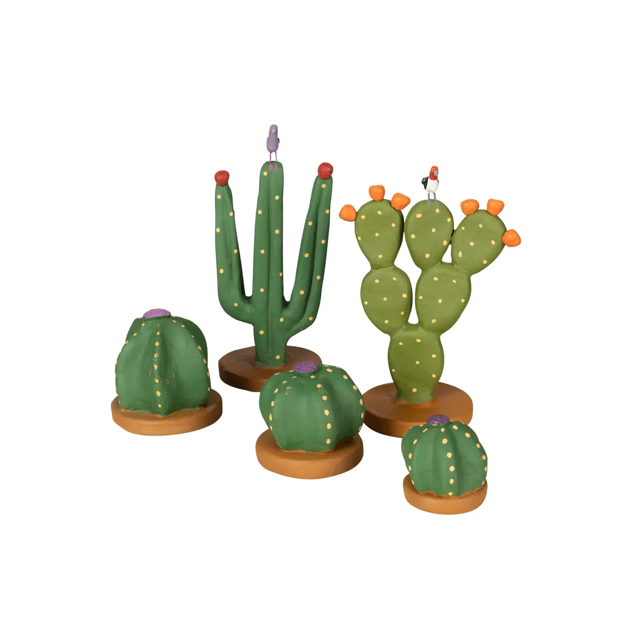 ADORNO MESA COROA DE FRADE COM 3 CACTOS - VERDE/TERRACOTA - Foto 6