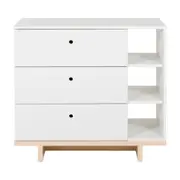 CÔMODA 3 GAVETAS 80 CM X 39 CM STAND - BRANCO/NATURAL WASHED - Foto 1