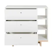 CÔMODA 3 GAVETAS 80 CM X 39 CM STAND - BRANCO/NATURAL WASHED - Foto 3