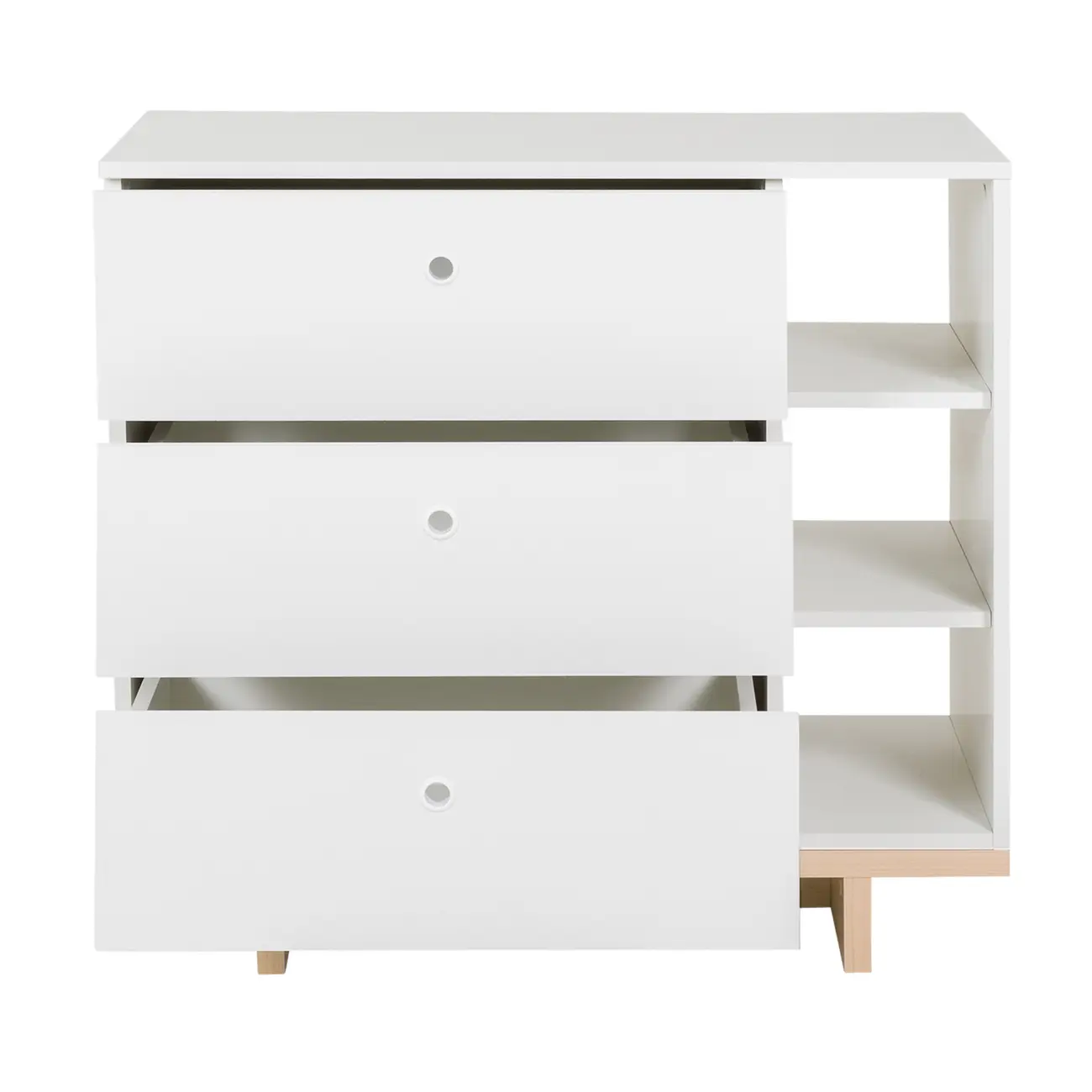 CÔMODA 3 GAVETAS 80 CM X 39 CM STAND - BRANCO/NATURAL WASHED - Foto 3