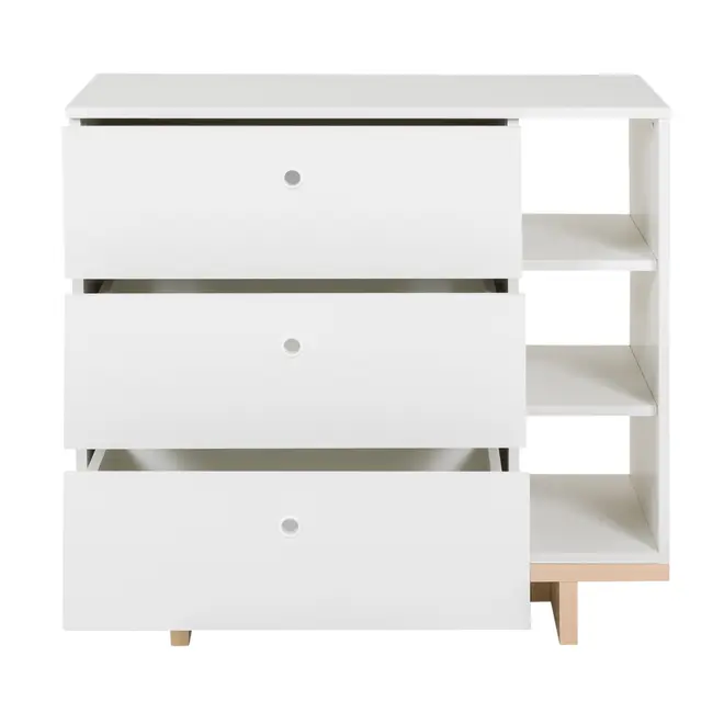 CÔMODA 3 GAVETAS 80 CM X 39 CM STAND - BRANCO/NATURAL WASHED - Foto 3