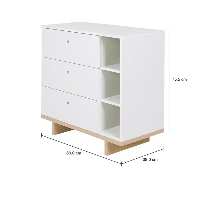 CÔMODA 3 GAVETAS 80 CM X 39 CM STAND - BRANCO/NATURAL WASHED - Foto 10