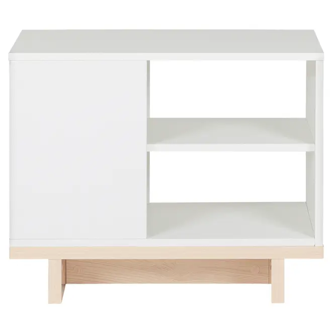 MESA LATERAL 25 CM X 60 CM STAND - BRANCO/NATURAL WASHED - Foto 1