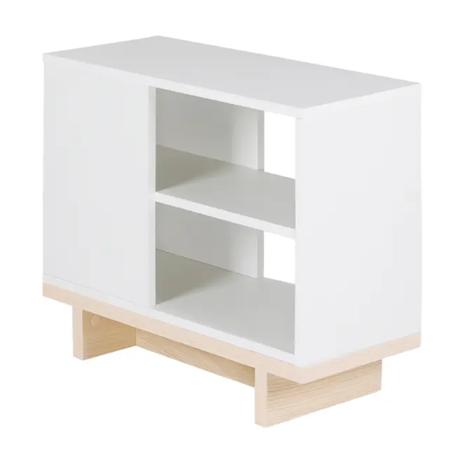 MESA LATERAL 25 CM X 60 CM STAND - BRANCO/NATURAL WASHED - Foto 2
