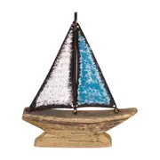 ADORNO MESA BARCO 16 CM BAÍA - PAULOWNIA/AZUL CLARO - Foto 4