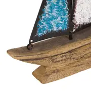 ADORNO MESA BARCO 16 CM BAÍA - PAULOWNIA/AZUL CLARO - Foto 5