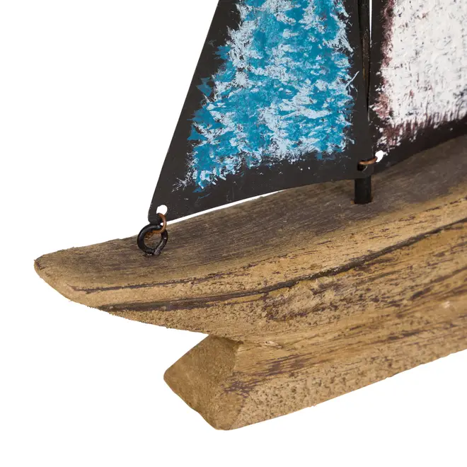 ADORNO MESA BARCO 16 CM BAÍA - PAULOWNIA/AZUL CLARO - Foto 5
