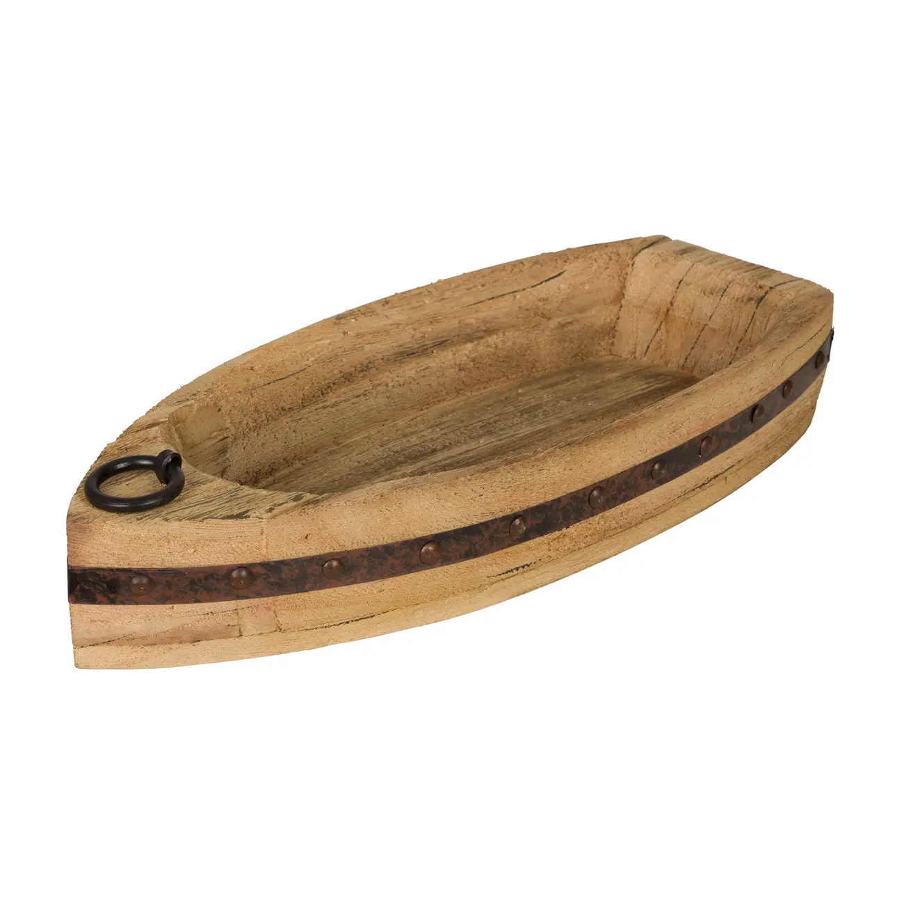 CENTRO DE MESA 39 CM BAÍA BARCO - PAULOWNIA/CINZA - Foto 1