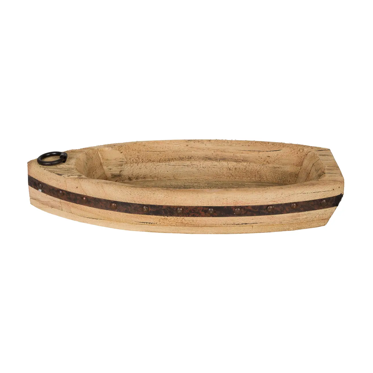 CENTRO DE MESA 39 CM BAÍA BARCO - PAULOWNIA/CINZA - Foto 2