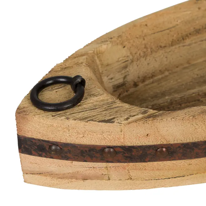 CENTRO DE MESA 39 CM BAÍA BARCO - PAULOWNIA/CINZA - Foto 4