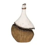 VASO GARRAFA DECORATIVO 20 CM BAÍA - PAULOWNIA/BRANCO - Foto 1