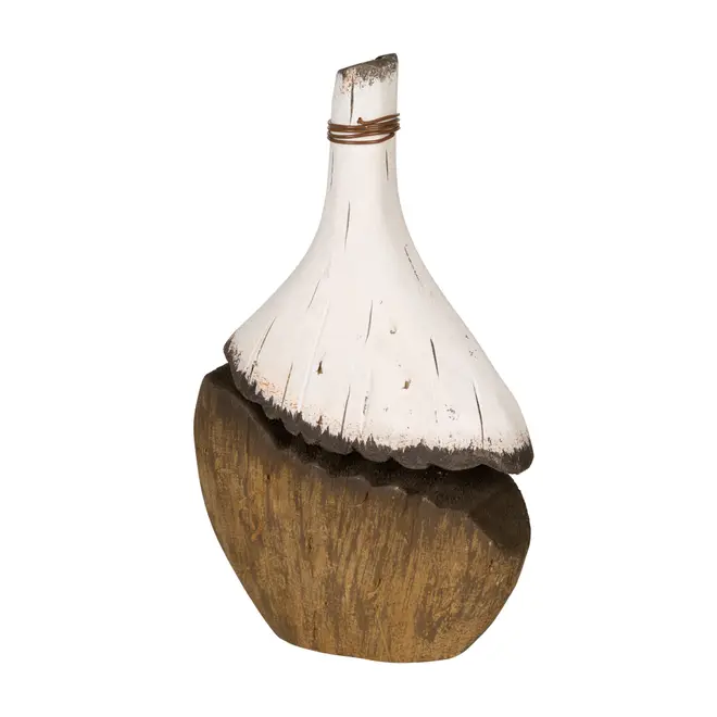 VASO GARRAFA DECORATIVO 20 CM BAÍA - PAULOWNIA/BRANCO - Foto 2