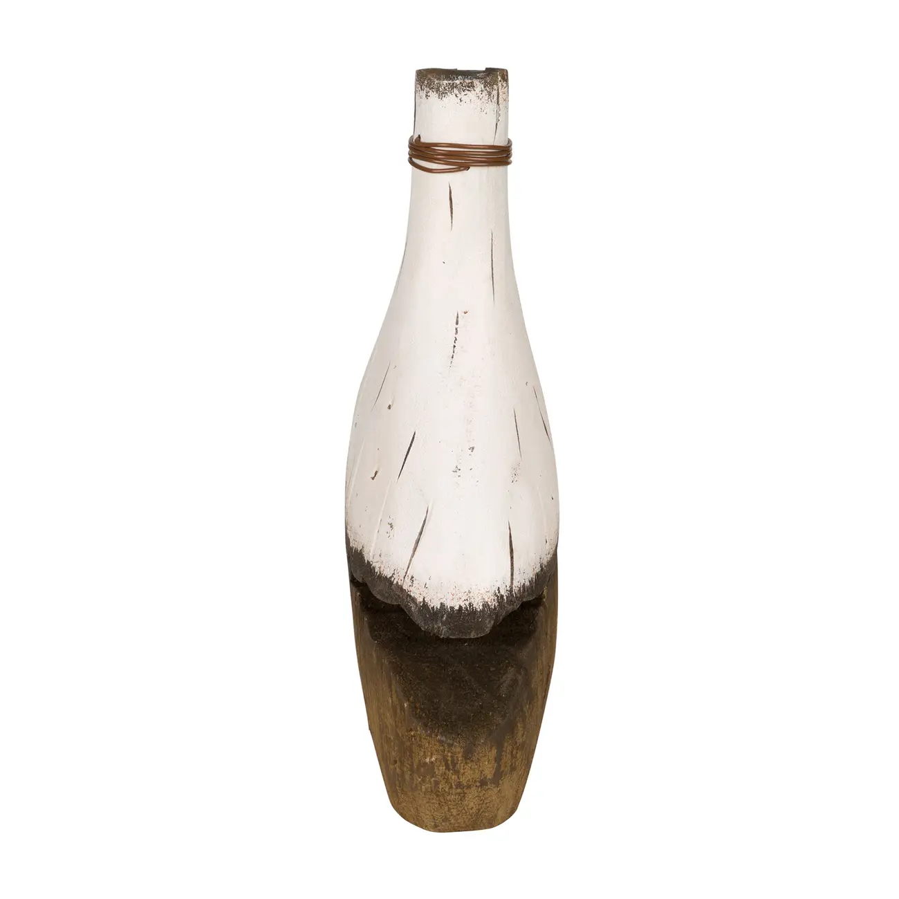 VASO GARRAFA DECORATIVO 20 CM BAÍA - PAULOWNIA/BRANCO - Foto 3