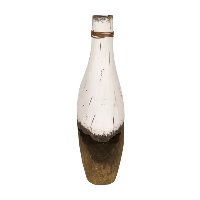 VASO GARRAFA DECORATIVO 20 CM BAÍA - PAULOWNIA/BRANCO - Foto 3