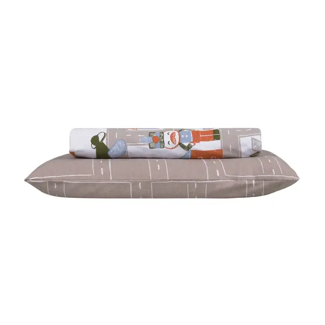 LENÇOL BERÇO 70 CM X 1,30 M COM 2 CRIAMUNDOS - CAMELO/MULTICOR - Foto 1