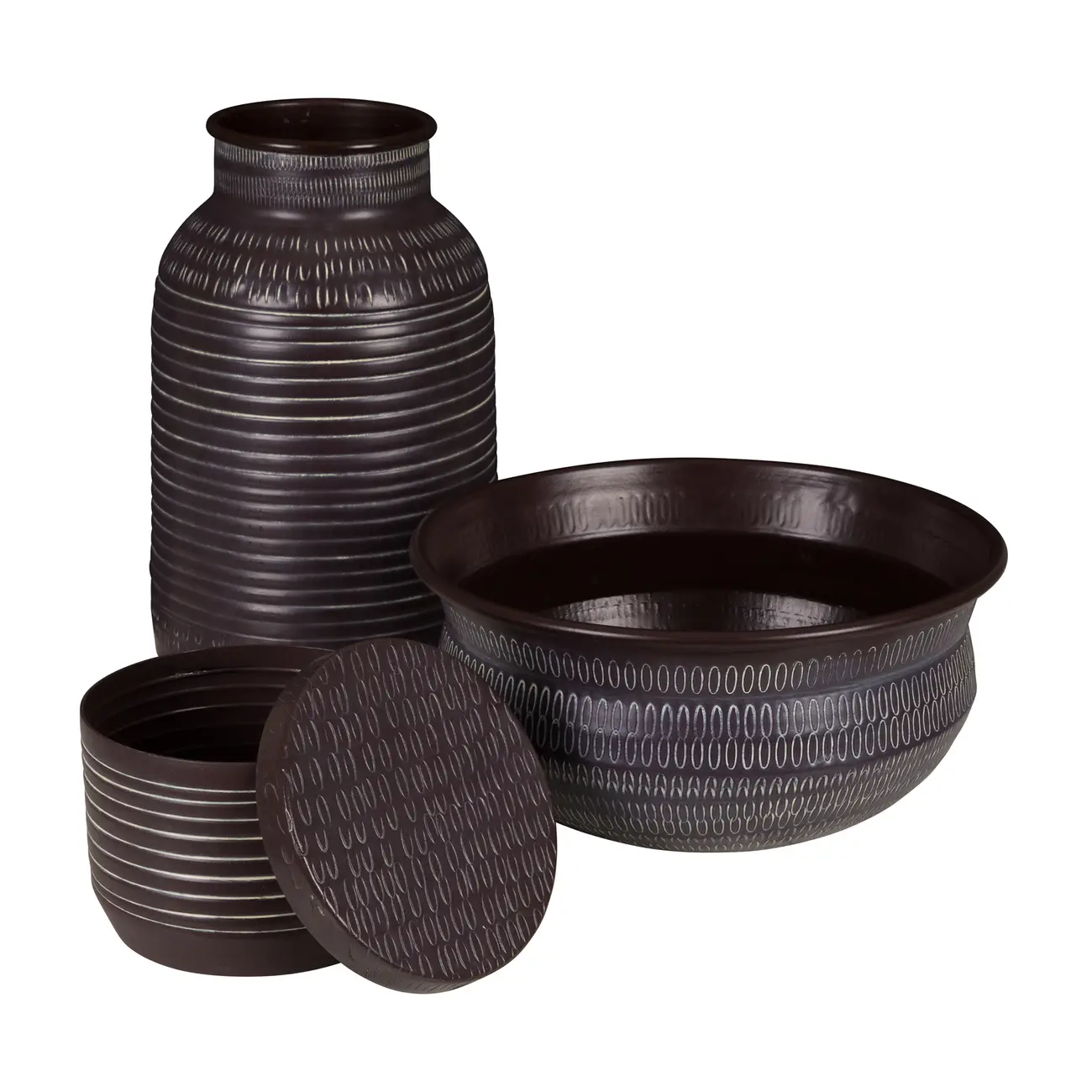 VASO DECORATIVO 24 CM SURMIC - MARROM/BRANCO - Foto 3