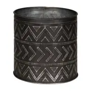 CACHEPÔ 13 CM ADIMU - PRETO/ZINCO - Foto 1