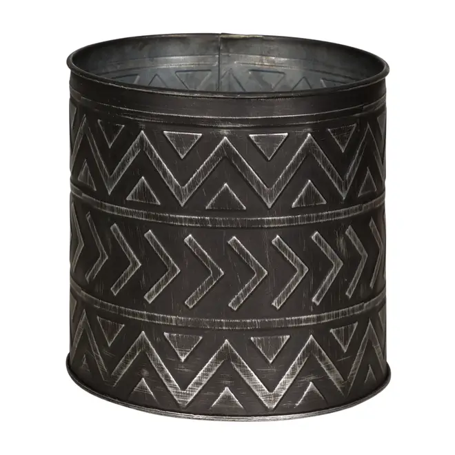 CACHEPÔ 13 CM ADIMU - PRETO/ZINCO - Foto 1