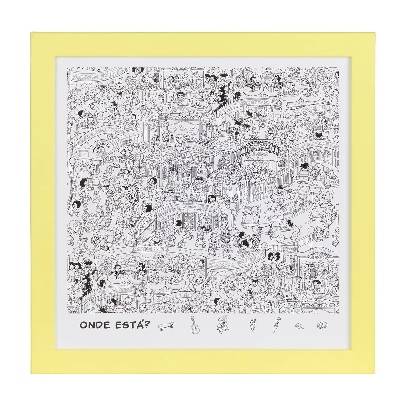 QUADRO PASSATEMPO 30 CM X 30 CM - AMARELO/BRANCO - Foto 1