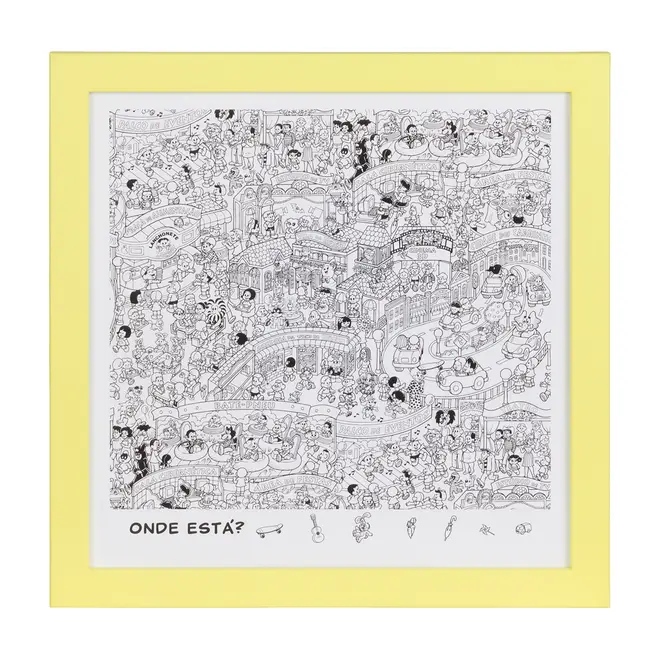 QUADRO PASSATEMPO 30 CM X 30 CM - AMARELO/BRANCO - Foto 1