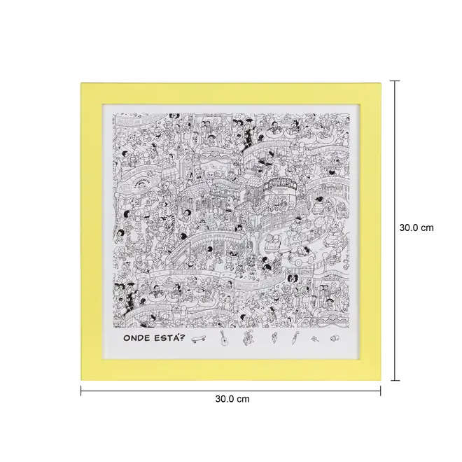 QUADRO PASSATEMPO 30 CM X 30 CM - AMARELO/BRANCO - Foto 4