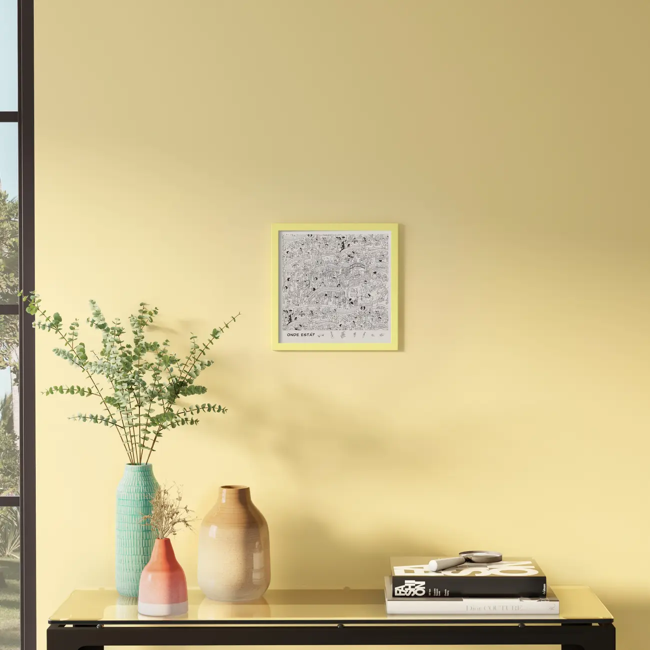 QUADRO PASSATEMPO 30 CM X 30 CM - AMARELO/BRANCO - Foto 5