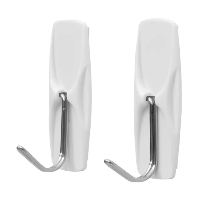 GANCHO ADESIVO M COM 2 TEKBOND ZAF - BRANCO/INOX - Foto 1
