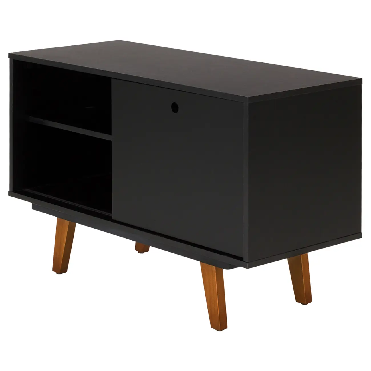 RACK 1 PORTA DE CORRER 90 CM X 39 CM MARTIN - PRETO/NOZES - Foto 3