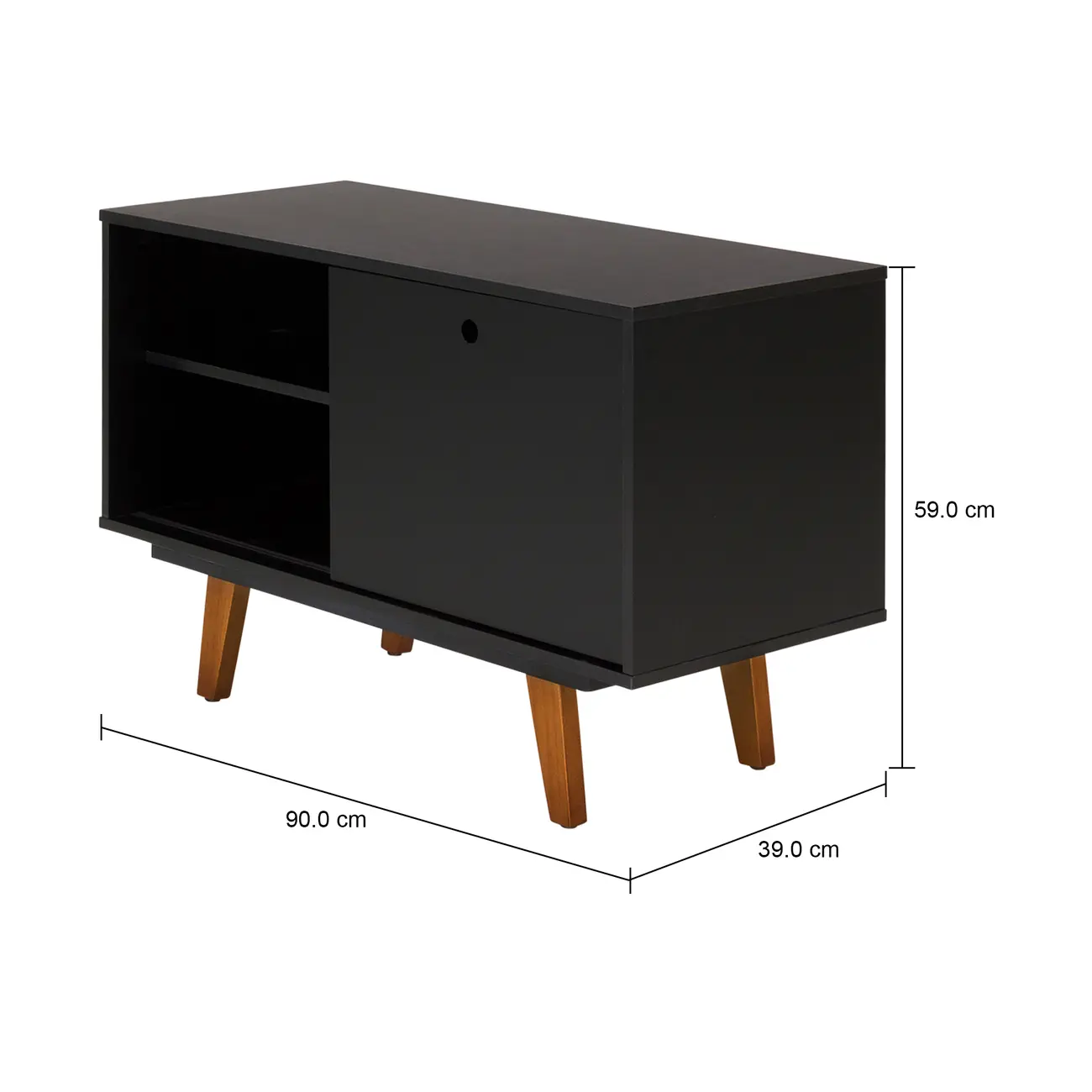 RACK 1 PORTA DE CORRER 90 CM X 39 CM MARTIN - PRETO/NOZES - Foto 10