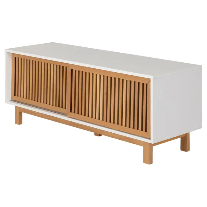RACK 2 PORTAS DE CORRER 1,40 M X 45 CM ALINA LEVEL - BRANCO/TAUARI - Foto 2