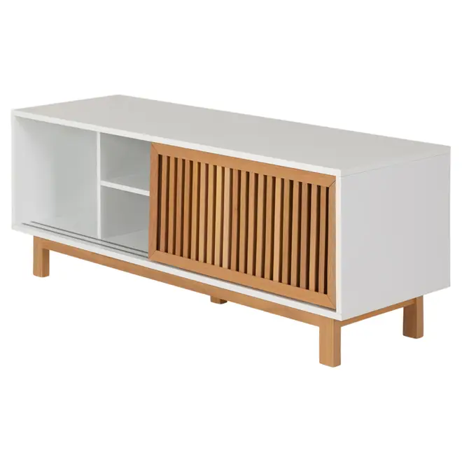 RACK 2 PORTAS DE CORRER 1,40 M X 45 CM ALINA LEVEL - BRANCO/TAUARI - Foto 4