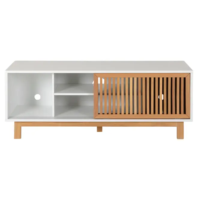 RACK 2 PORTAS DE CORRER 1,40 M X 45 CM ALINA LEVEL - BRANCO/TAUARI - Foto 7