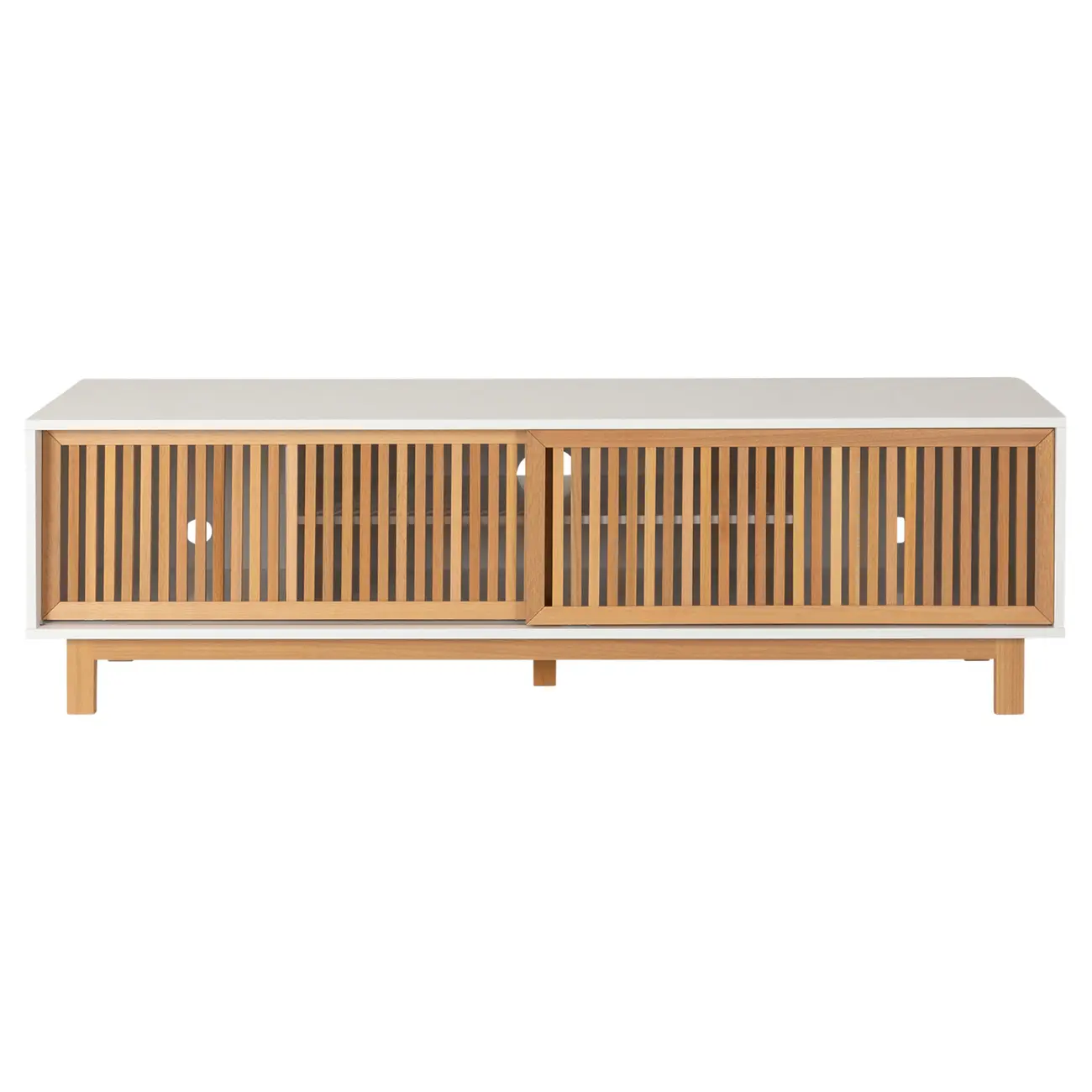 RACK 2 PORTAS DE CORRER 1,80 M X 45 CM ALINA LEVEL - BRANCO/TAUARI - Foto 1