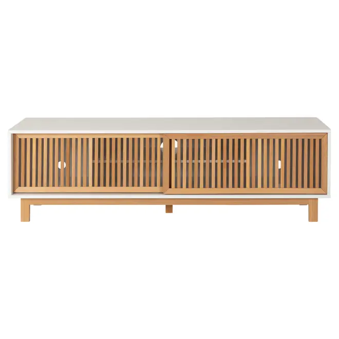 RACK 2 PORTAS DE CORRER 1,80 M X 45 CM ALINA LEVEL - BRANCO/TAUARI - Foto 1