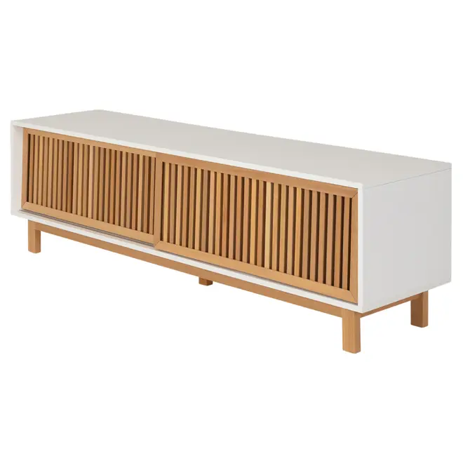 RACK 2 PORTAS DE CORRER 1,80 M X 45 CM ALINA LEVEL - BRANCO/TAUARI - Foto 2