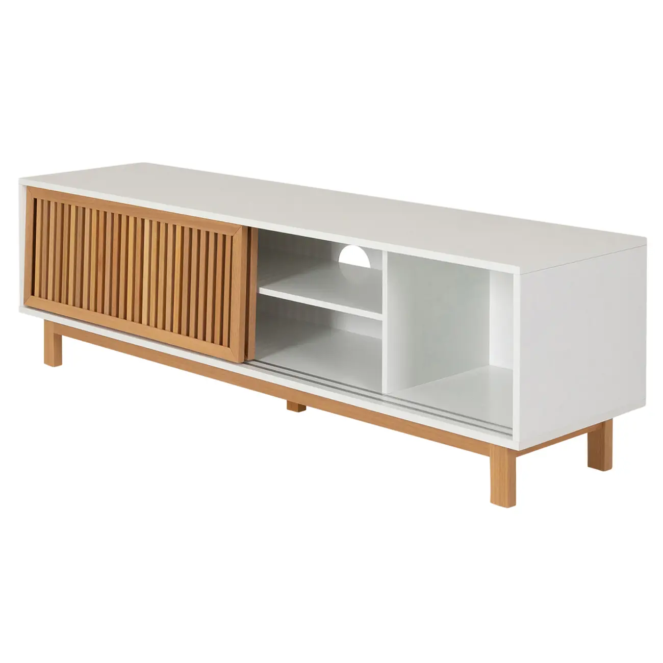RACK 2 PORTAS DE CORRER 1,80 M X 45 CM ALINA LEVEL - BRANCO/TAUARI - Foto 3